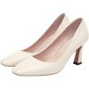 imageSHEMEE Square Toe Kitten Heel Women Pumps Mid Hgih Heeled Office Work Dress ShoesBeige