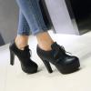 imageSHEMEE Womens Block Heel Platform Lace Up Pumps Oxford High Heels Ankle Booties Brogue Wingtip Vintage Dress ShoesBlack 1
