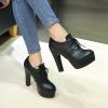 imageSHEMEE Womens Block Heel Platform Lace Up Pumps Oxford High Heels Ankle Booties Brogue Wingtip Vintage Dress ShoesBlack 1