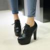 imageSHEMEE Womens Block Heel Platform Lace Up Pumps Oxford High Heels Ankle Booties Brogue Wingtip Vintage Dress ShoesBlack 1