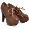 imageSHEMEE Womens Block Heel Platform Lace Up Pumps Oxford High Heels Ankle Booties Brogue Wingtip Vintage Dress ShoesBrown 1