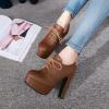 imageSHEMEE Womens Block Heel Platform Lace Up Pumps Oxford High Heels Ankle Booties Brogue Wingtip Vintage Dress ShoesBrown 1