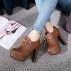 imageSHEMEE Womens Block Heel Platform Lace Up Pumps Oxford High Heels Ankle Booties Brogue Wingtip Vintage Dress ShoesBrown 1