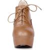 imageSHEMEE Womens Block Heel Platform Lace Up Pumps Oxford High Heels Ankle Booties Brogue Wingtip Vintage Dress ShoesBrown