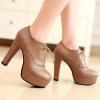 imageSHEMEE Womens Block Heel Platform Lace Up Pumps Oxford High Heels Ankle Booties Brogue Wingtip Vintage Dress ShoesBrown