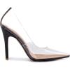imageSHEMEE Womens Clear Stiletto High Heel Pumps Pointed Toe Transparent PVC Thin Heels Elegant Court ShoesBlack