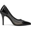 imageSHEMEE Womens Clear Stiletto High Heel Pumps Pointed Toe Transparent PVC Thin Heels Elegant Court ShoesBlack Mesh