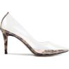 imageSHEMEE Womens Clear Stiletto High Heel Pumps Pointed Toe Transparent PVC Thin Heels Elegant Court ShoesLeopard Print