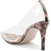 imageSHEMEE Womens Clear Stiletto High Heel Pumps Pointed Toe Transparent PVC Thin Heels Elegant Court ShoesLeopard Print