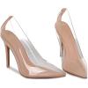 imageSHEMEE Womens Clear Stiletto High Heel Pumps Pointed Toe Transparent PVC Thin Heels Elegant Court ShoesNude