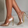 imageSHEMEE Womens Clear Stiletto High Heel Pumps Pointed Toe Transparent PVC Thin Heels Elegant Court ShoesRhinestonegold