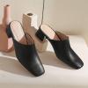 imageSHEMEE Womens Closed Square Toe Chunky Heel Slides Mule Pumps Slip On Mid Block Heels Slippers Sandals Backless Slingback ShoesBlack