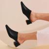 imageSHEMEE Womens Closed Square Toe Chunky Heel Slides Mule Pumps Slip On Mid Block Heels Slippers Sandals Backless Slingback ShoesBlack