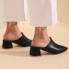 imageSHEMEE Womens Closed Square Toe Chunky Heel Slides Mule Pumps Slip On Mid Block Heels Slippers Sandals Backless Slingback ShoesBlack