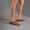 imageSHEMEE Womens Closed Square Toe Chunky Heel Slides Mule Pumps Slip On Mid Block Heels Slippers Sandals Backless Slingback ShoesBrown