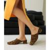 imageSHEMEE Womens Closed Square Toe Chunky Heel Slides Mule Pumps Slip On Mid Block Heels Slippers Sandals Backless Slingback ShoesLeopard Suede