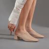 imageSHEMEE Womens Closed Square Toe Chunky Heel Slides Mule Pumps Slip On Mid Block Heels Slippers Sandals Backless Slingback ShoesNude
