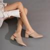 imageSHEMEE Womens Closed Square Toe Chunky Heel Slides Mule Pumps Slip On Mid Block Heels Slippers Sandals Backless Slingback ShoesNude