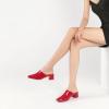 imageSHEMEE Womens Closed Square Toe Chunky Heel Slides Mule Pumps Slip On Mid Block Heels Slippers Sandals Backless Slingback ShoesPatent Red