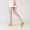 imageSHEMEE Womens Closed Square Toe Chunky Heel Slides Mule Pumps Slip On Mid Block Heels Slippers Sandals Backless Slingback ShoesPatent Yellow