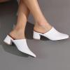 imageSHEMEE Womens Closed Square Toe Chunky Heel Slides Mule Pumps Slip On Mid Block Heels Slippers Sandals Backless Slingback ShoesWhite