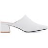 imageSHEMEE Womens Closed Square Toe Chunky Heel Slides Mule Pumps Slip On Mid Block Heels Slippers Sandals Backless Slingback ShoesWhite