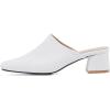 imageSHEMEE Womens Closed Square Toe Chunky Heel Slides Mule Pumps Slip On Mid Block Heels Slippers Sandals Backless Slingback ShoesWhite