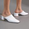 imageSHEMEE Womens Closed Square Toe Chunky Heel Slides Mule Pumps Slip On Mid Block Heels Slippers Sandals Backless Slingback ShoesWhite