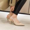 imageSHEMEE Womens Kitten Heels Pumps Pointed Toe Slingbacks Buckle Mid Heel Sandals Slip On Comfortable Dress ShoesBeige