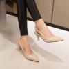 imageSHEMEE Womens Kitten Heels Pumps Pointed Toe Slingbacks Buckle Mid Heel Sandals Slip On Comfortable Dress ShoesBeige