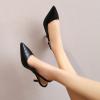 imageSHEMEE Womens Kitten Heels Pumps Pointed Toe Slingbacks Buckle Mid Heel Sandals Slip On Comfortable Dress ShoesBlack