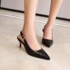 imageSHEMEE Womens Kitten Heels Pumps Pointed Toe Slingbacks Buckle Mid Heel Sandals Slip On Comfortable Dress ShoesBlack