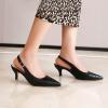 imageSHEMEE Womens Kitten Heels Pumps Pointed Toe Slingbacks Buckle Mid Heel Sandals Slip On Comfortable Dress ShoesBlack