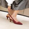 imageSHEMEE Womens Kitten Heels Pumps Pointed Toe Slingbacks Buckle Mid Heel Sandals Slip On Comfortable Dress ShoesBurgundy