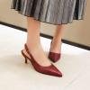 imageSHEMEE Womens Kitten Heels Pumps Pointed Toe Slingbacks Buckle Mid Heel Sandals Slip On Comfortable Dress ShoesBurgundy