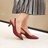 imageSHEMEE Womens Kitten Heels Pumps Pointed Toe Slingbacks Buckle Mid Heel Sandals Slip On Comfortable Dress ShoesBurgundy