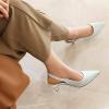 imageSHEMEE Womens Kitten Heels Pumps Pointed Toe Slingbacks Buckle Mid Heel Sandals Slip On Comfortable Dress ShoesLight Blue