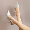 imageSHEMEE Womens Kitten Heels Pumps Pointed Toe Slingbacks Buckle Mid Heel Sandals Slip On Comfortable Dress ShoesLight Blue