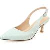 imageSHEMEE Womens Kitten Heels Pumps Pointed Toe Slingbacks Buckle Mid Heel Sandals Slip On Comfortable Dress ShoesLight Blue