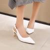 imageSHEMEE Womens Kitten Heels Pumps Pointed Toe Slingbacks Buckle Mid Heel Sandals Slip On Comfortable Dress ShoesWhite