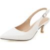 imageSHEMEE Womens Kitten Heels Pumps Pointed Toe Slingbacks Buckle Mid Heel Sandals Slip On Comfortable Dress ShoesWhite