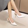 imageSHEMEE Womens Kitten Heels Pumps Pointed Toe Slingbacks Buckle Mid Heel Sandals Slip On Comfortable Dress ShoesWhite