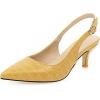 imageSHEMEE Womens Kitten Heels Pumps Pointed Toe Slingbacks Buckle Mid Heel Sandals Slip On Comfortable Dress ShoesYellow