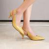 imageSHEMEE Womens Kitten Heels Pumps Pointed Toe Slingbacks Buckle Mid Heel Sandals Slip On Comfortable Dress ShoesYellow