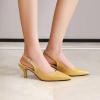 imageSHEMEE Womens Kitten Heels Pumps Pointed Toe Slingbacks Buckle Mid Heel Sandals Slip On Comfortable Dress ShoesYellow