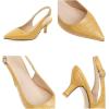 imageSHEMEE Womens Kitten Heels Pumps Pointed Toe Slingbacks Buckle Mid Heel Sandals Slip On Comfortable Dress ShoesYellow