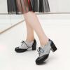 imageSHEMEE Womens Retro Wingtip Block Heel Lace Up Oxfords Stacked Chunky High Heels Pumps Vintage Round Toe Brogues Dress Shoes02 Black