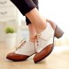 imageSHEMEE Womens Retro Wingtip Block Heel Lace Up Oxfords Stacked Chunky High Heels Pumps Vintage Round Toe Brogues Dress ShoesBrown