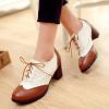 imageSHEMEE Womens Retro Wingtip Block Heel Lace Up Oxfords Stacked Chunky High Heels Pumps Vintage Round Toe Brogues Dress ShoesBrown