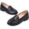imageSHEMEE Womens Round Toe Flats Loafers Chunky Low Block Heel Casual Slip On Pumps ShoesBlack